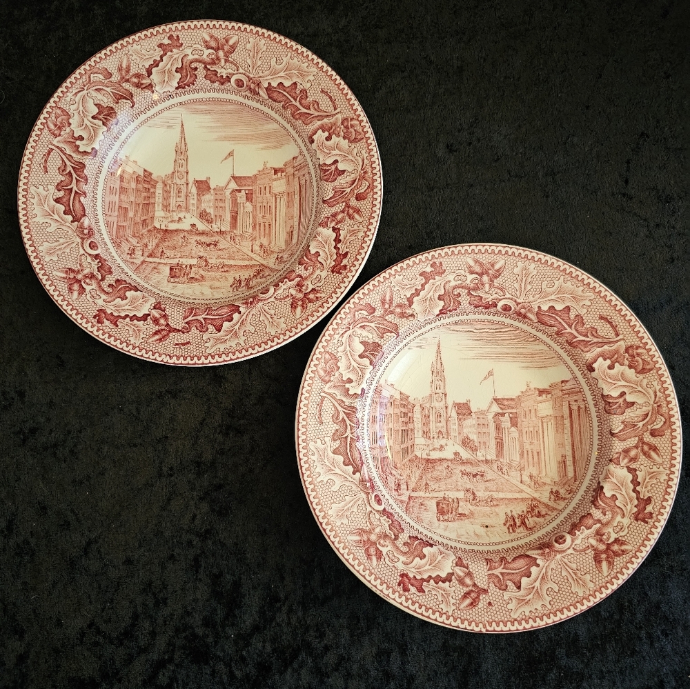 Set Of 2 Historic America Pink 8" Bowls - Wall Street NY